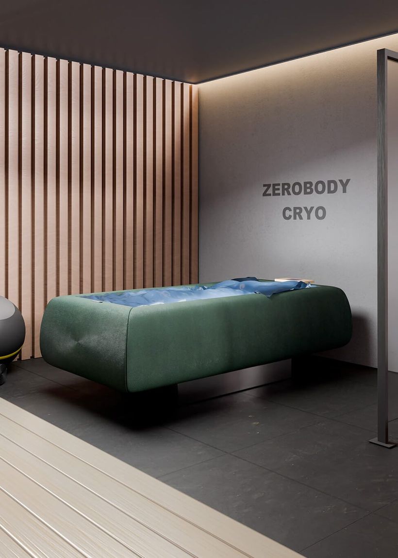 Cryotherapy — Zerobody Cryo lounger in a modern cold room
